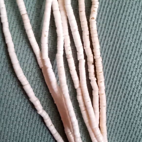 NATIVE AMERICAN 8 STRAND WHITE SHELL HESHI BEAD NECKLACE - Picture 3 of 5